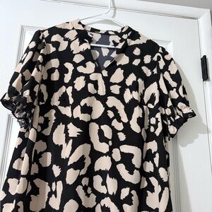 Black and Cream Animal Print Blouse